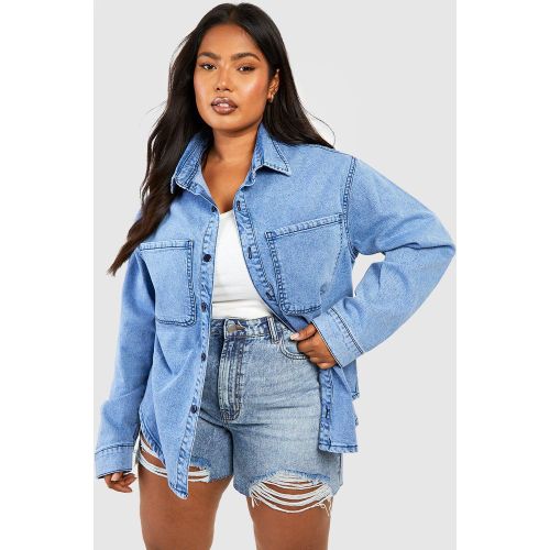 Grande Taille - Chemise En Jean Délavé - 56 - boohoo - Modalova