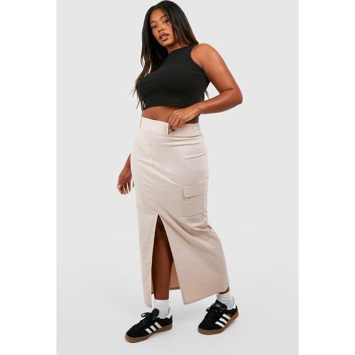 Grande Taille - Jupe Cargo Mi-Longue Fendue - 46 - boohoo - Modalova