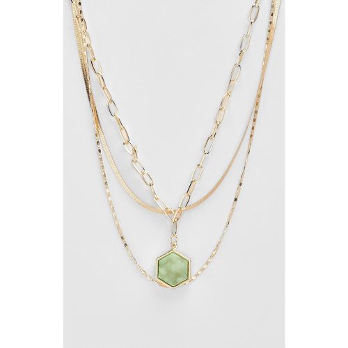 Collier Sautoir À Pierre Verte - One Size - boohoo - Modalova