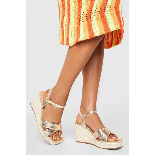 Chaussures Compensées À Brides Croisées - Pointure Large - 40 - boohoo - Modalova