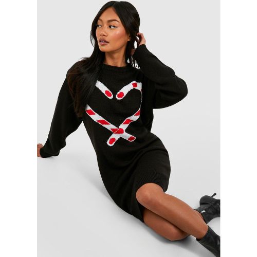 Robe Pull De Noël À Imprimé Cœur En Sucre D'Orge - S - boohoo - Modalova