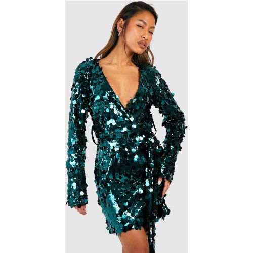 Robe Portefeuille À Paillettes - Vert Émeraude - 36, Vert Émeraude - boohoo - Modalova
