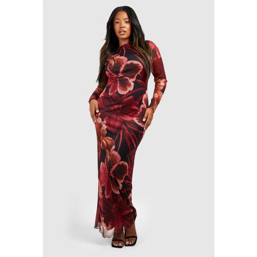 Grande Taille - Robe Longue En Tulle À Imprimé Fleuri - 50 - boohoo - Modalova