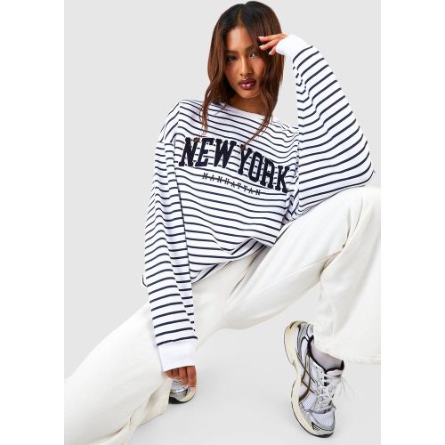 Tall" - Sweat À Écusson New York - Blanc Écru - L, Blanc Écru - boohoo - Modalova