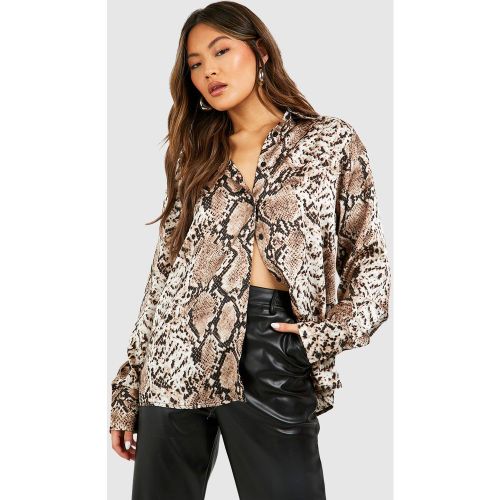 Chemise Satinée À Imprimé Serpent - 44 - boohoo - Modalova