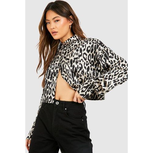 Chemise Courte Satinée À Imprimé Animal - 34 - boohoo - Modalova
