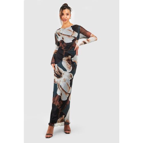 Robe Longue En Mesh Imprimé Floral - 46 - boohoo - Modalova