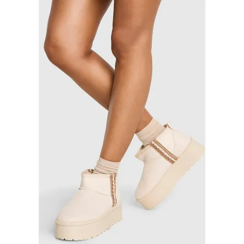 Bottes Brodées À Plateforme - 38 - boohoo - Modalova