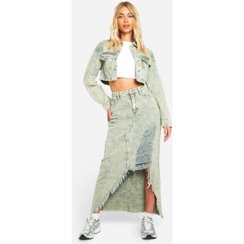 Jupe Longue Délavée En Jean - 36 - boohoo - Modalova