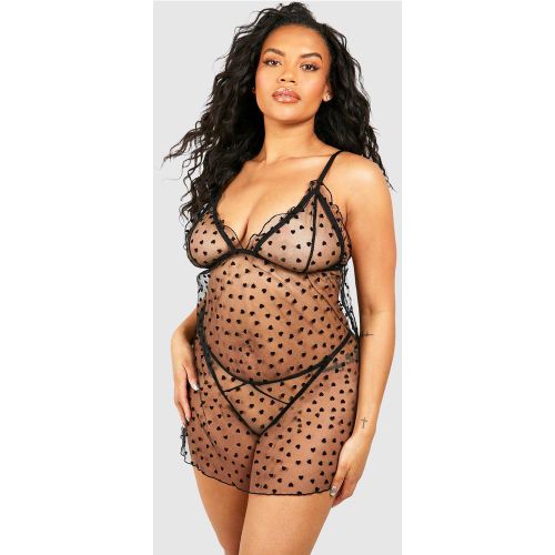 Grande Taille - Nuisette En Mesh À Volants - 46 - boohoo - Modalova