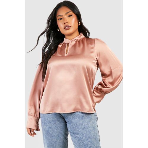 Grande Taille - Blouse Satinée À Col Torsadé - 50 - boohoo - Modalova