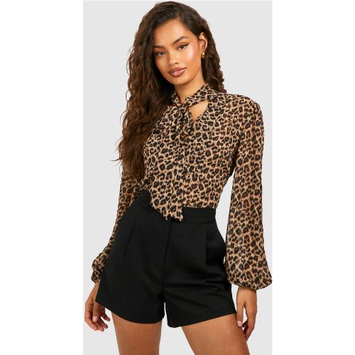 Blouse Léopard À Col Noué - 40 - boohoo - Modalova