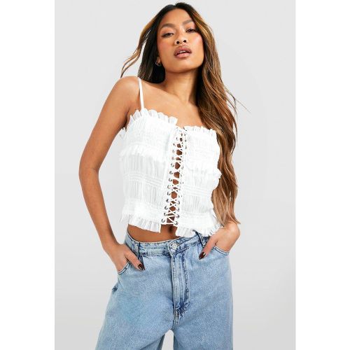 Top À Lacets En Mousseline De Soie - 38 - boohoo - Modalova