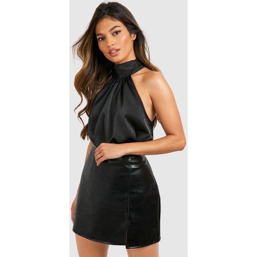 Blouse Satinée À Col Montant - 34 - boohoo - Modalova