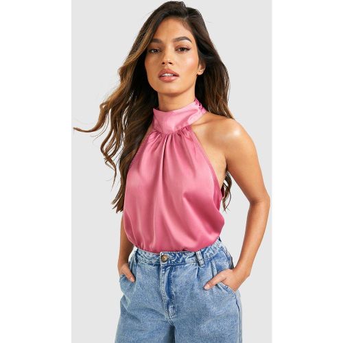 Blouse Satinée À Col Montant - 34 - boohoo - Modalova