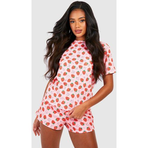 Ensemble De Pyjama À Imprimé Fraise - Saint Valentin - 36 - boohoo - Modalova