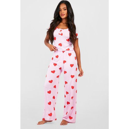 Pyjama À Imprimé Cœur - Saint Valentin - 42 - boohoo - Modalova