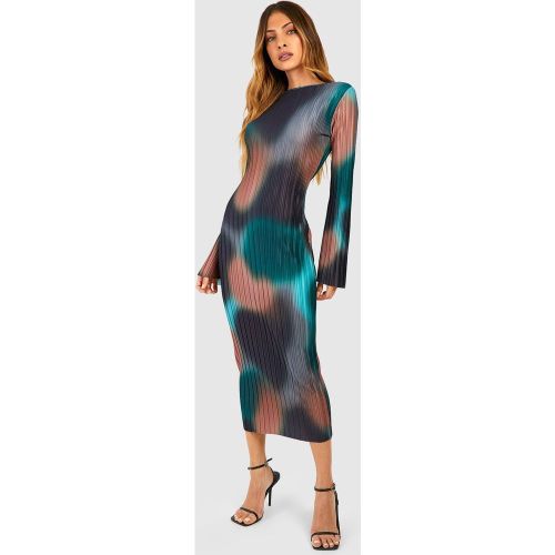Robe Longue Imprimée À Manches Évasées - 38 - boohoo - Modalova