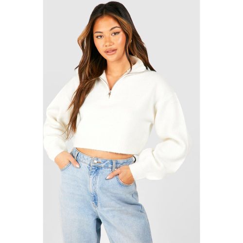 Pull Court À Col Zippé En Maille Douce - S - boohoo - Modalova