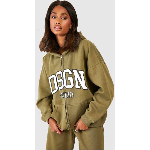 Sweat À Capuche Oversize Zippé À Slogan Dsgn Studio - S - boohoo - Modalova