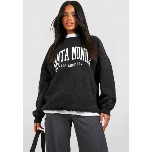 Sweat Oversize Délavé À Slogan Santa Monica - S - boohoo - Modalova