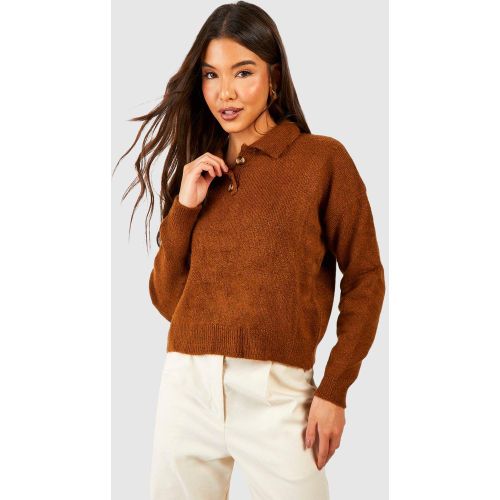 Pull En Maille Douce Avec Col À Revers - S/M - boohoo - Modalova