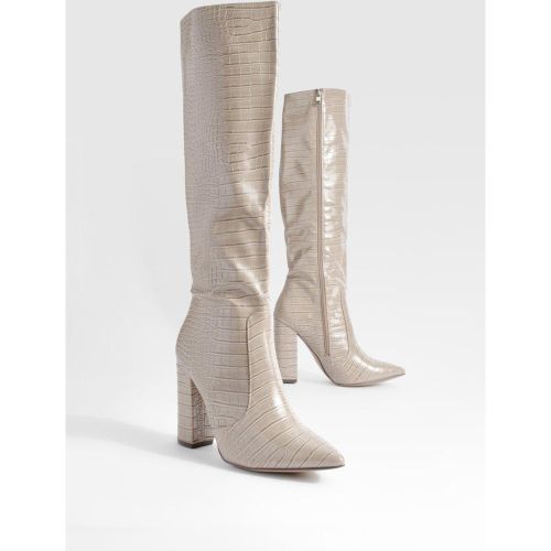 Bottes Hautes À Talon Carré - 36 - boohoo - Modalova
