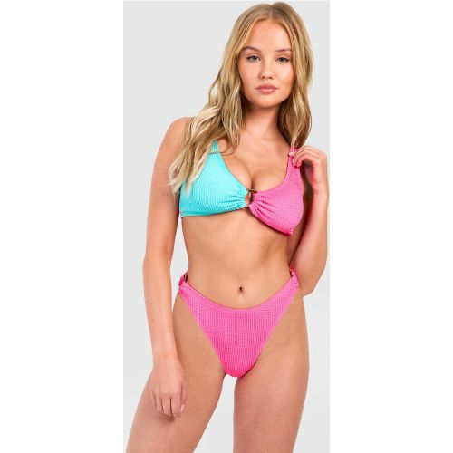Bikini Color Block Avec Haut Brassière Et Bas Taille Haute - 34 - boohoo - Modalova