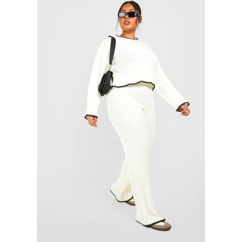 Grande Taille - Pantalon Large À Coutures Apparentes - Blanc Écru - 44, Blanc Écru - boohoo - Modalova