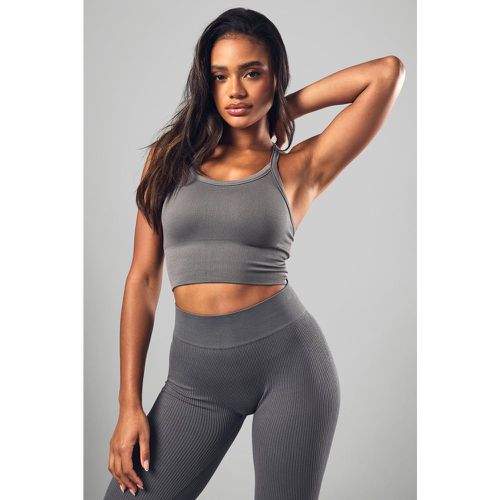 Brassière De Sport Longue Côtelée Sans Coutures - S - boohoo - Modalova