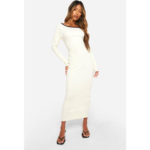 Robe Mi-Longue À Col Ouvert Et Coutures Contrastantes - 36 - boohoo - Modalova