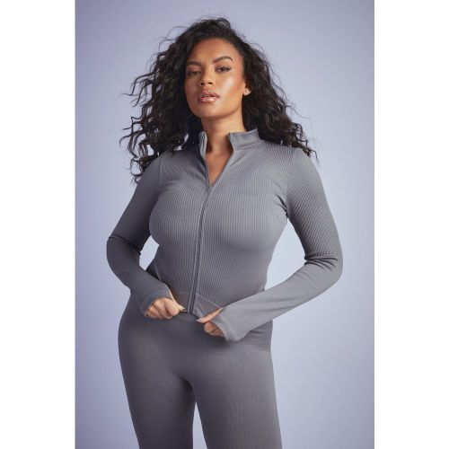 Grande Taille - Veste Côtelée Zippée Sans Coutures - 52 - boohoo - Modalova