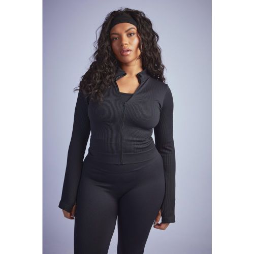 Grande Taille - Veste Côtelée Zippée Sans Coutures - 52 - boohoo - Modalova