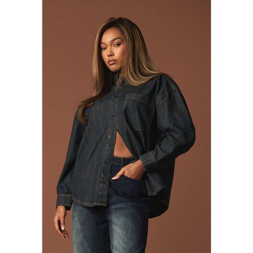 Grande Taille - Chemise Oversize Basique En Jean - 46 - boohoo - Modalova