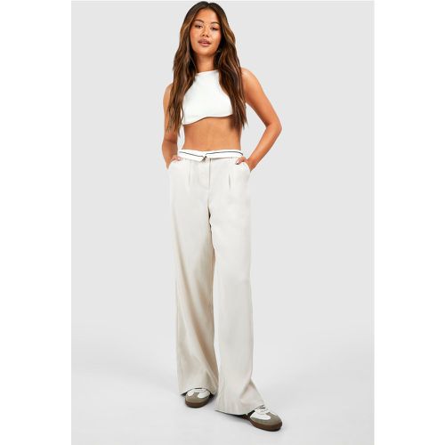 Pantalon De Tailleur Large À Taille Contrastante - Blanc Écru - 36, Blanc Écru - boohoo - Modalova