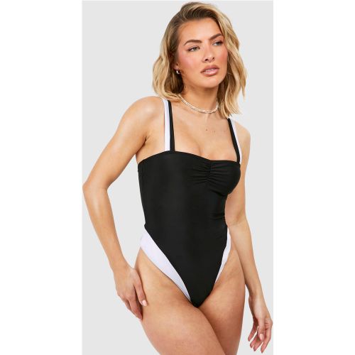 Maillot De Bain Froncé Color Block - 34 - boohoo - Modalova