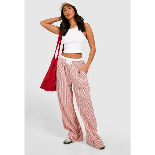 Petite" - Pantalon À Rayures Fines Et Taille Contrastante - 42 - boohoo - Modalova