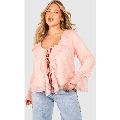 Grande Taille - Blouse Texturée À Volants - 56 - boohoo - Modalova