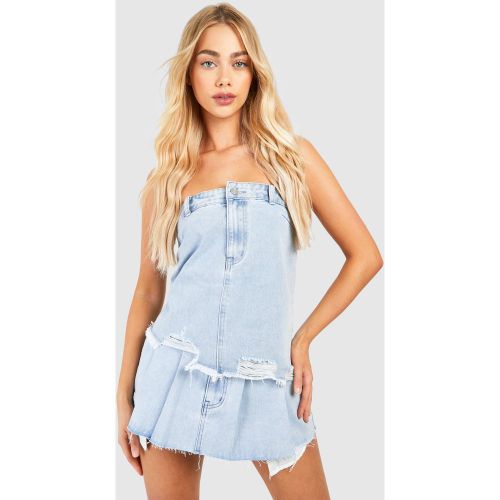 Top Asymétrique En Jean À Franges - 36 - boohoo - Modalova