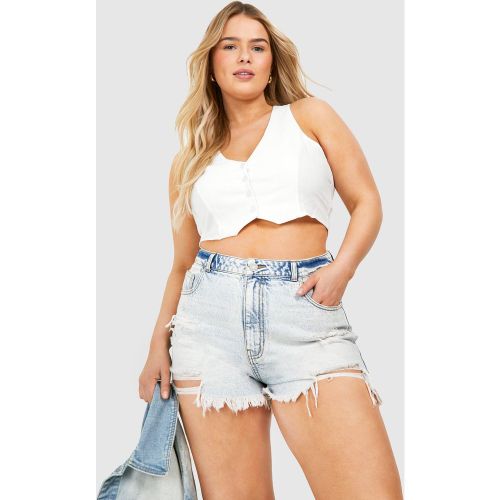 Grande Taille - Short Mom En Jean À Déchirures - 44 - boohoo - Modalova