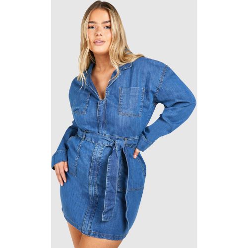 Grande Taille - Robe En Jean À Ceinture - 56 - boohoo - Modalova