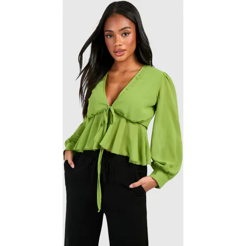 Blouse Péplum En Mousseline De Soie - 34 - boohoo - Modalova