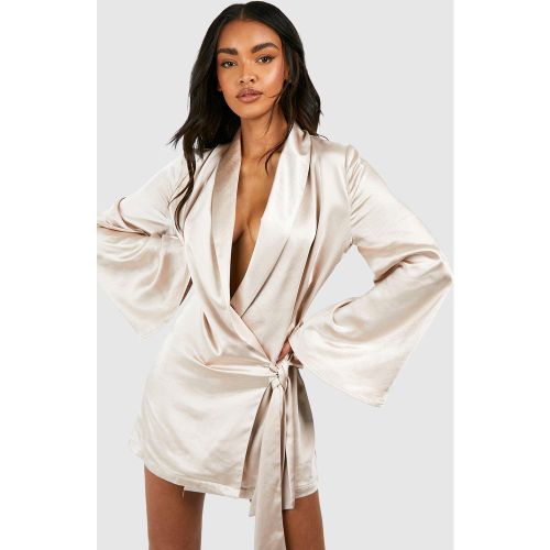 Robe Chemise Cache-Cœur Satinée - 38 - boohoo - Modalova