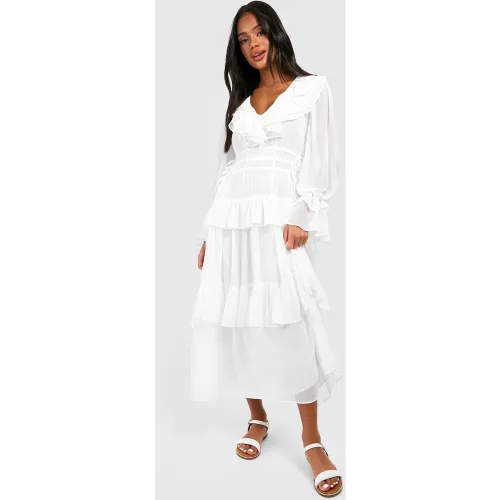 Robe Mi-Longue À Volants - 44 - boohoo - Modalova