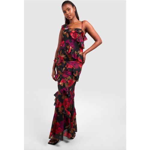 Robe Longue Asymétrique Fleurie - 36 - boohoo - Modalova