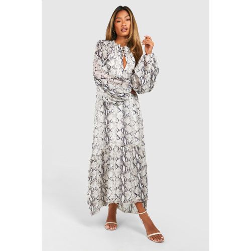 Robe Mi-Longue En Mousseline De Soie À Col Noué - 36 - boohoo - Modalova