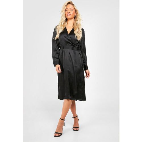 Robe Cache-Cœur Mi-Longue Satinée - 38 - boohoo - Modalova