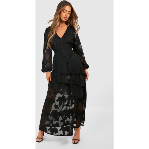 Robe Longue Fleurie À Volants - 42 - boohoo - Modalova