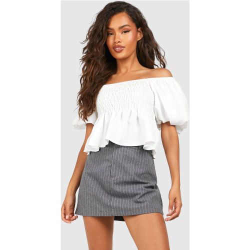 Top Froncé À Manches Bouffantes - 34 - boohoo - Modalova