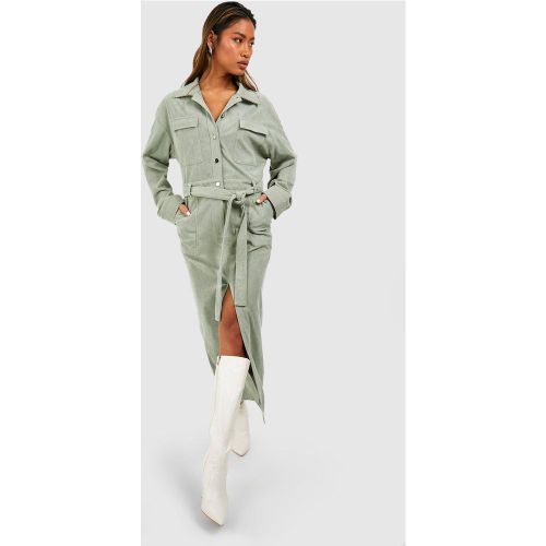 Robe Chemise Côtelée À Ceinture - 34 - boohoo - Modalova